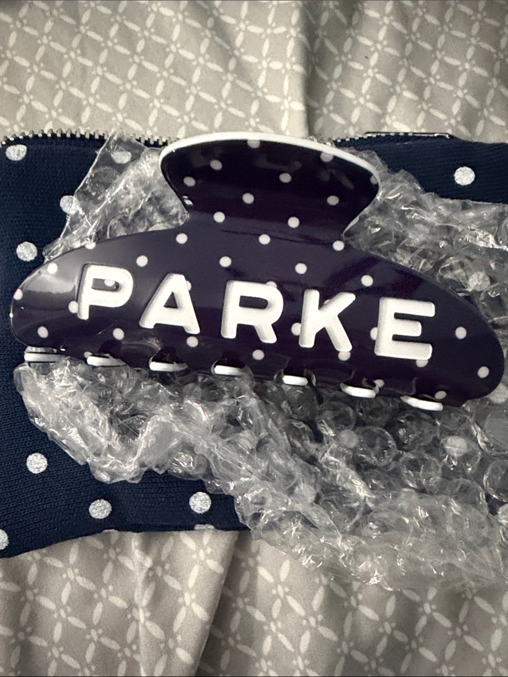 PARKW Navy Polka Dot Hair Claw Clip